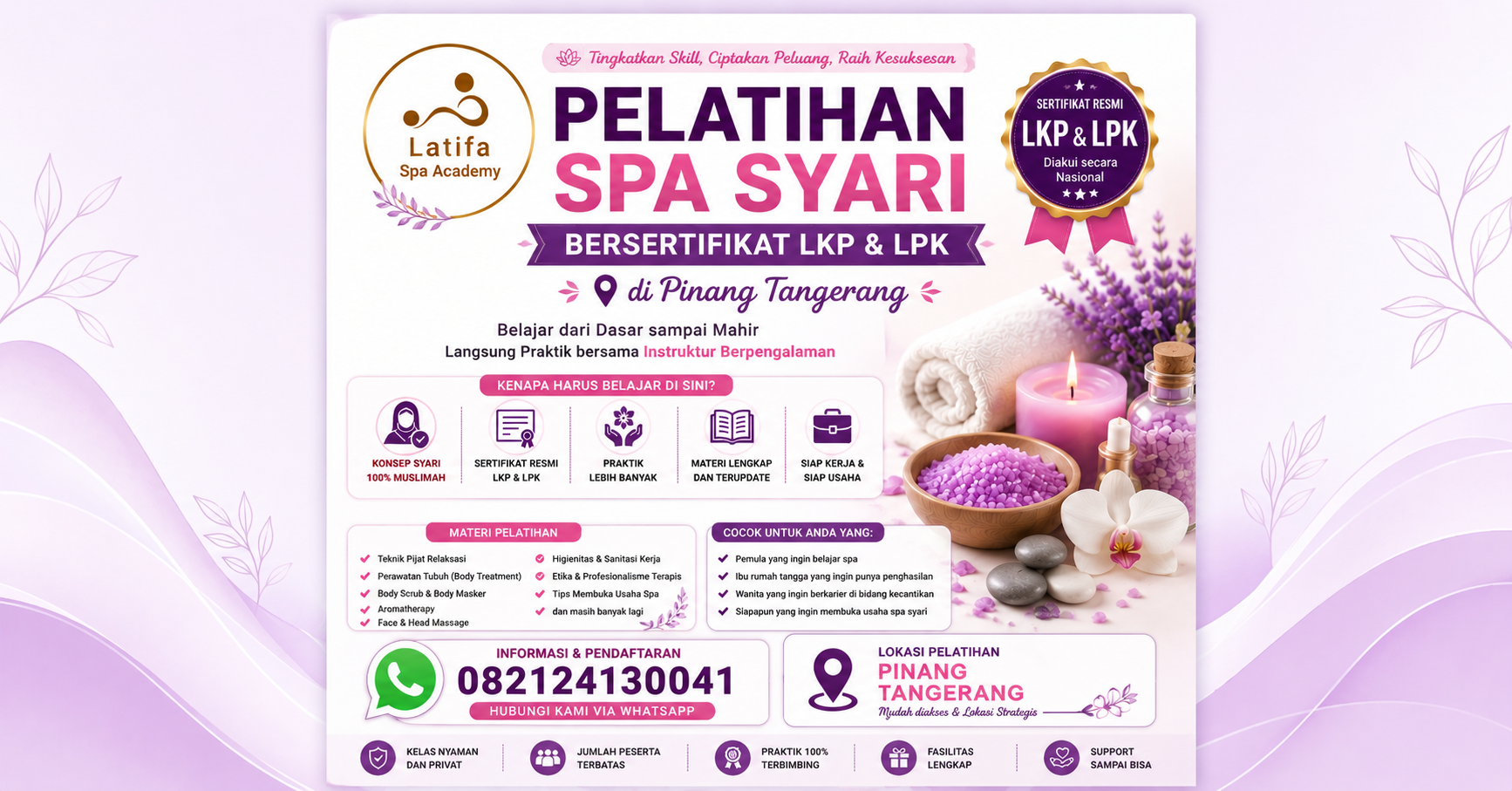 Pelatihan Spa Syari BersertifIkat LKP dan LPK di Pinang Tangerang 082124130041